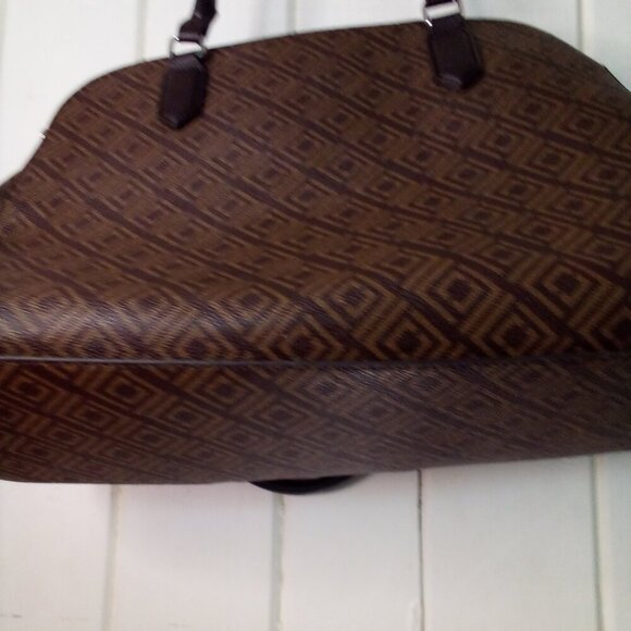 Liz Claiborne Satchel Laptop Media Career Bag Top Handle 3 Sections Brown - Picture 10 of 15